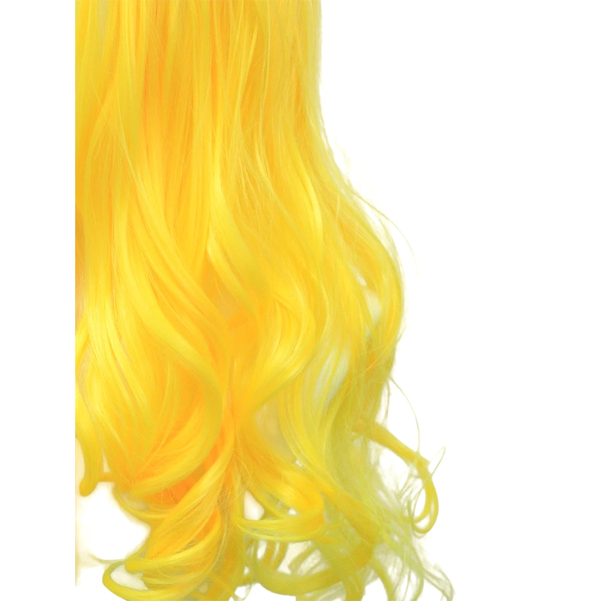 Bright Yellow Center-Part Curly Synthetic Wig