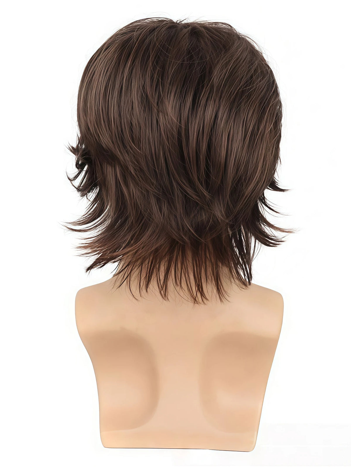 Layered brown wig shown from front and back