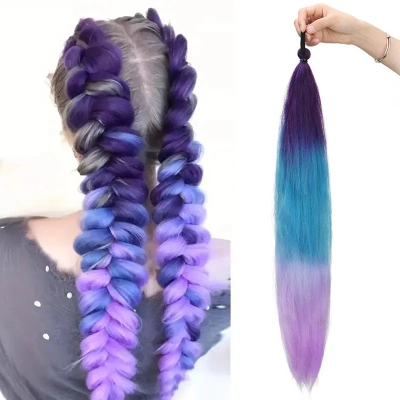 26" Straight Braiding Ponytail Extension - 17 Vibrant Colors