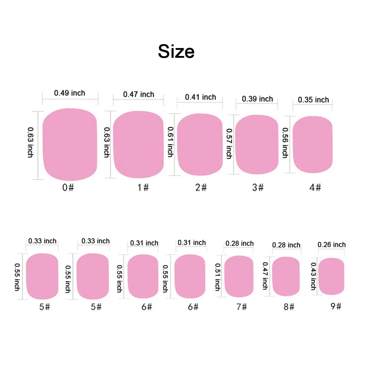 Press-on nail size chart