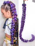 32-Inch Purple Braided Ponytail with Tinsel