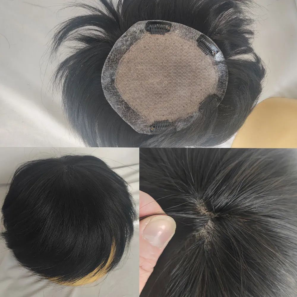 Hair toupees with base construction and coverage details