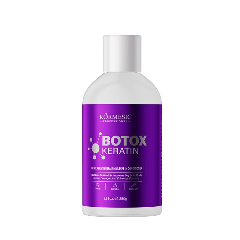Hair treatment bottle with product or promotional pack view