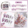 Press-on nail set with manicure example and design samples
