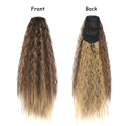 22 Inch Drawstring Ponytail Extension Soft Curly Wave 32 Colors