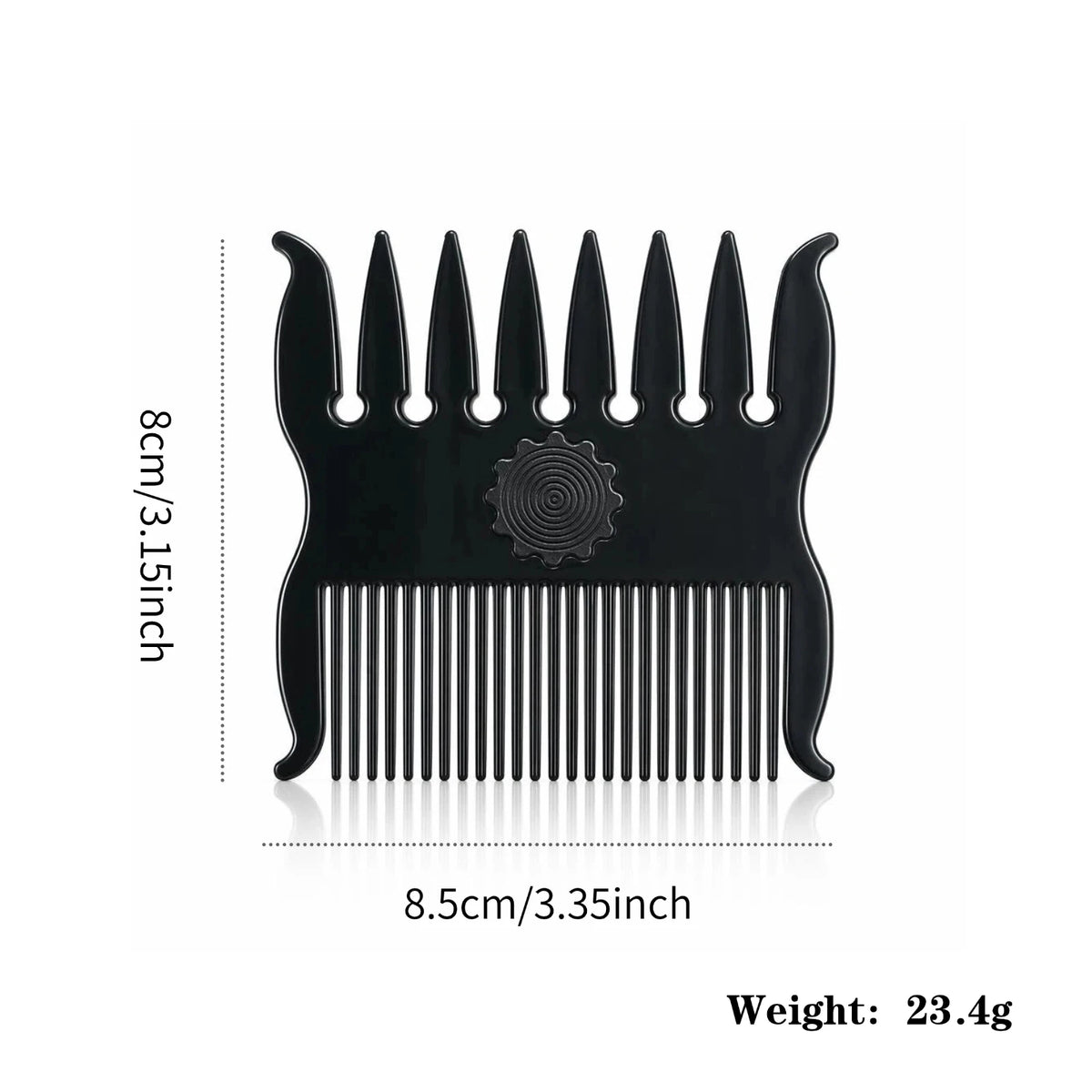 Wide-tooth styling comb with dimensions