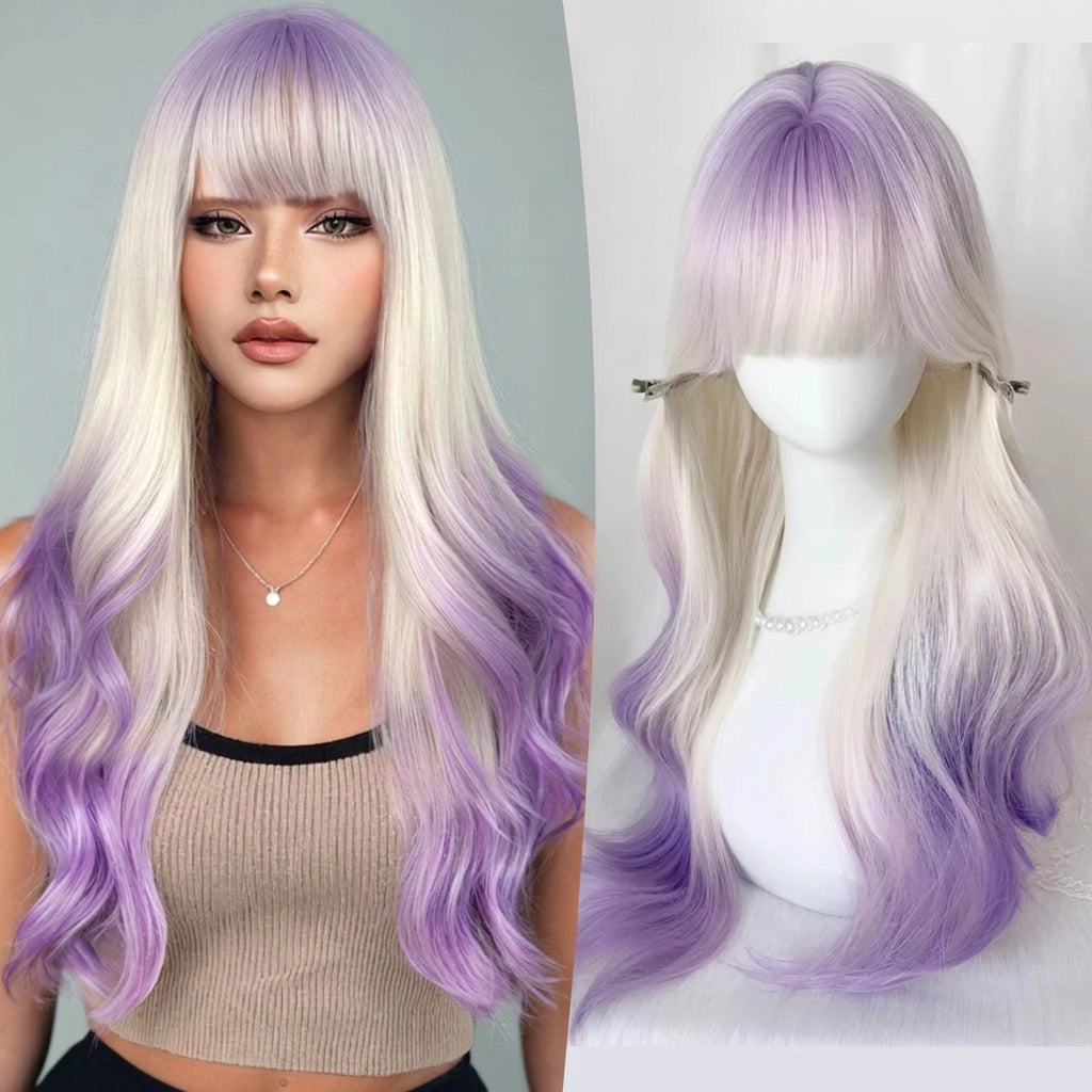 Cosplay wig shown with front, back or styling views