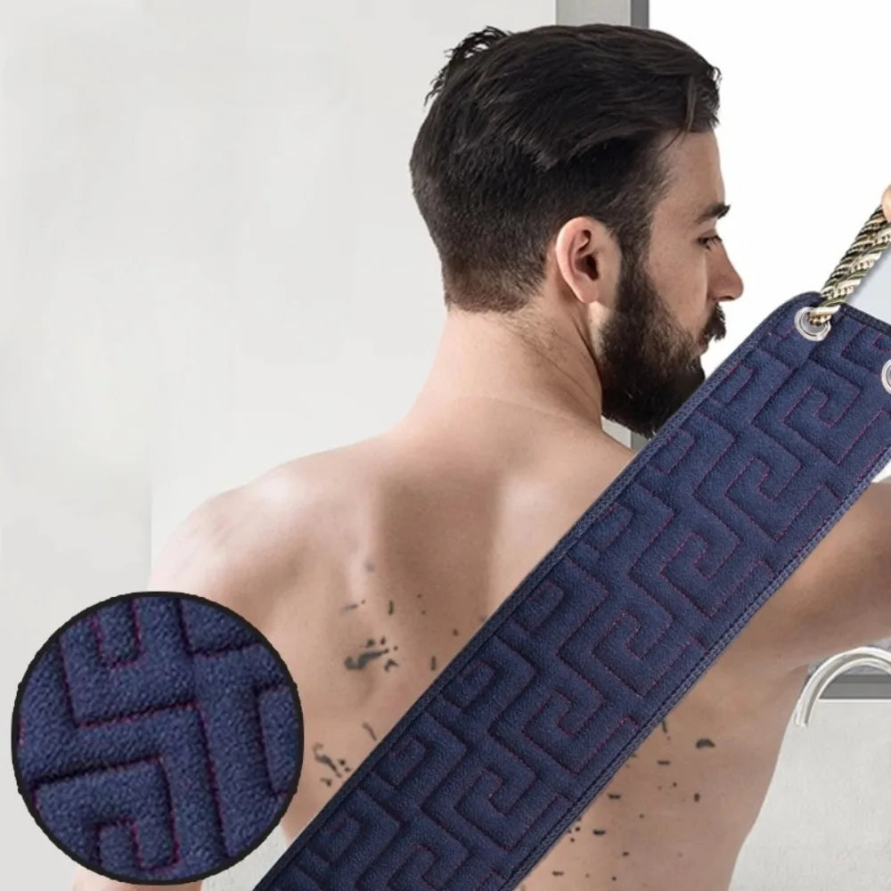 Textured back scrubber with handles and use examples