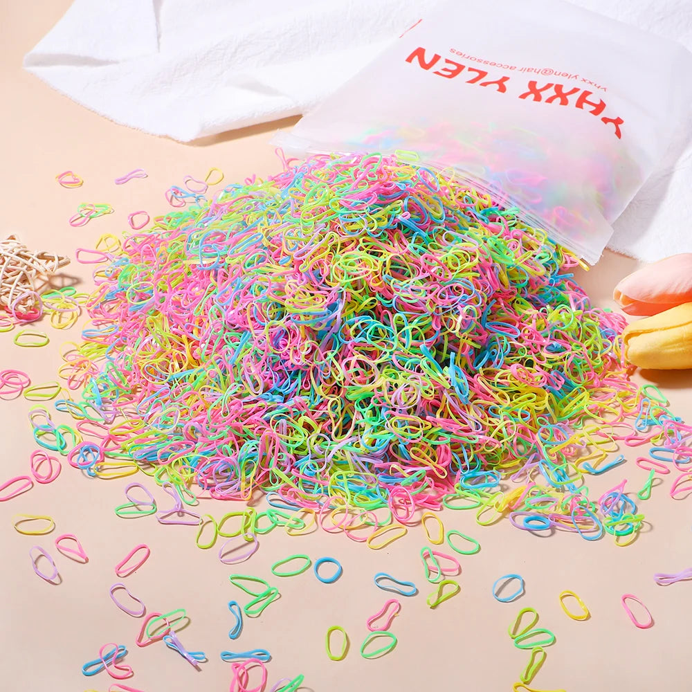 Colorful Mini Elastic Hair  Rubber Bands – 500 Pieces