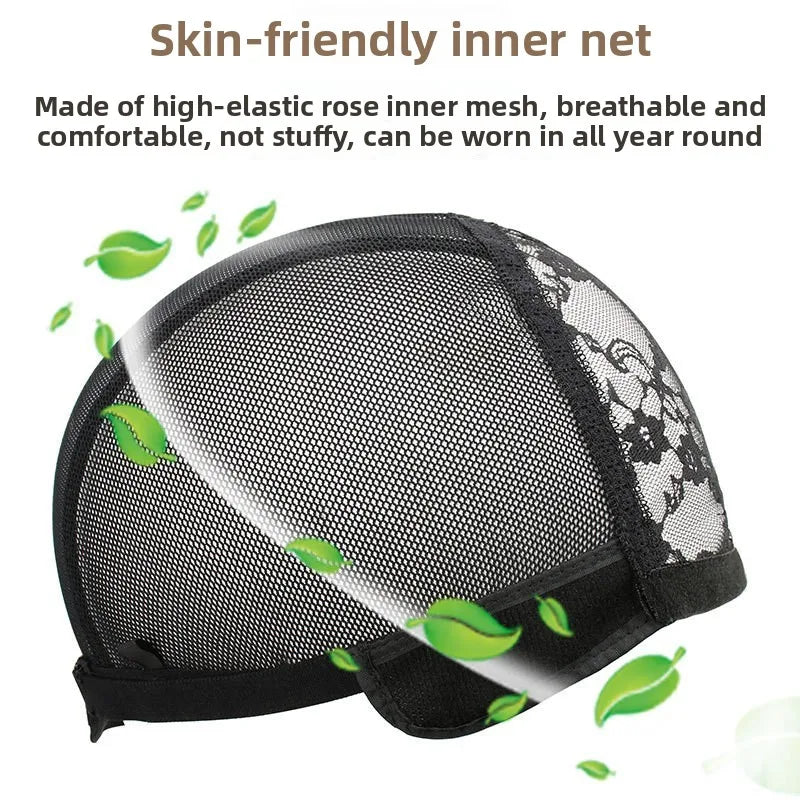 Inside of mesh wig cap with construction details