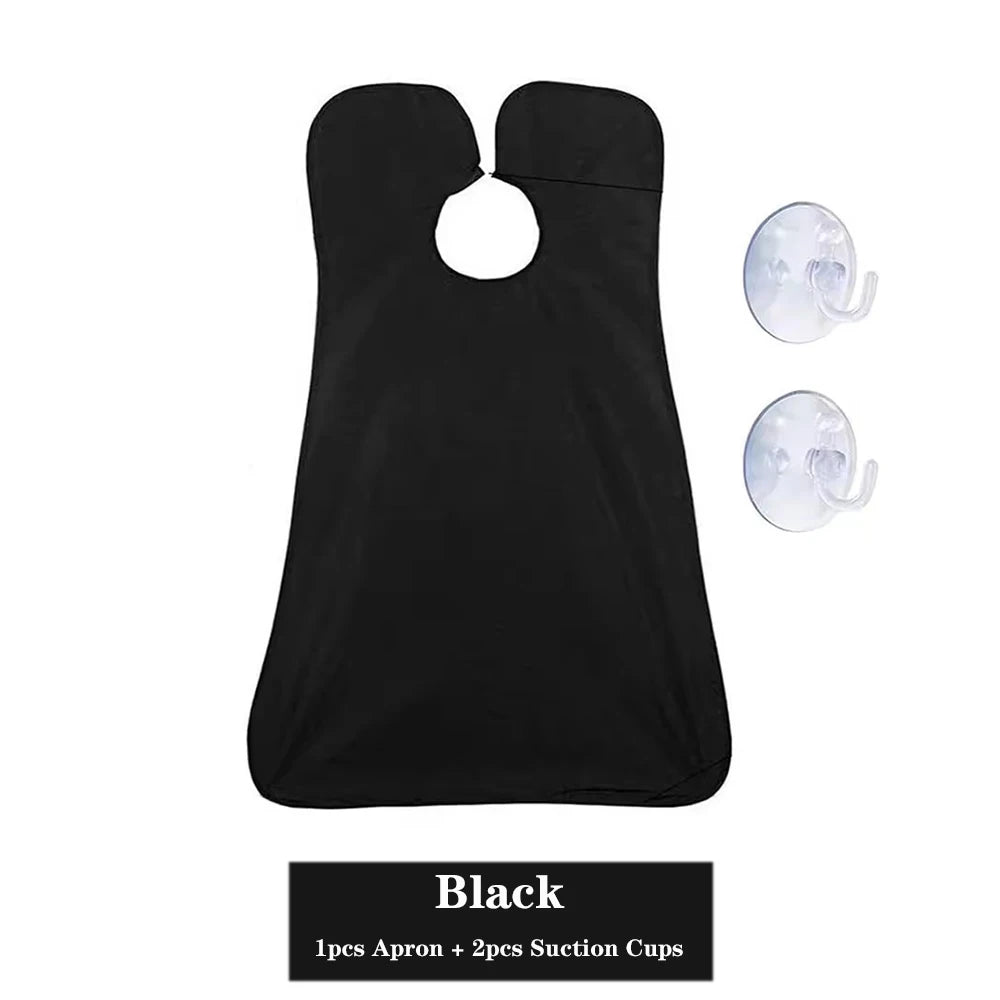 Beard-trimming apron with suction cups
