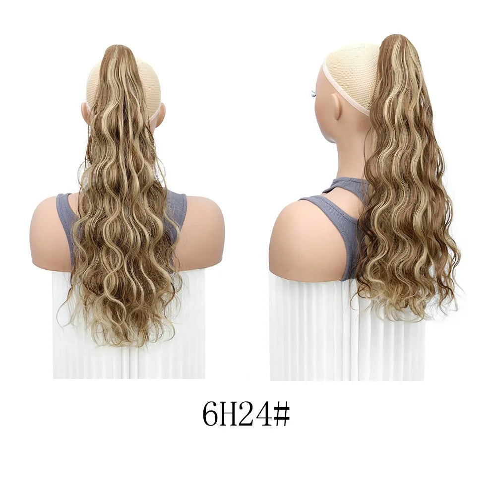 Wavy claw-clip ponytail extension with hairstyle or clip view
