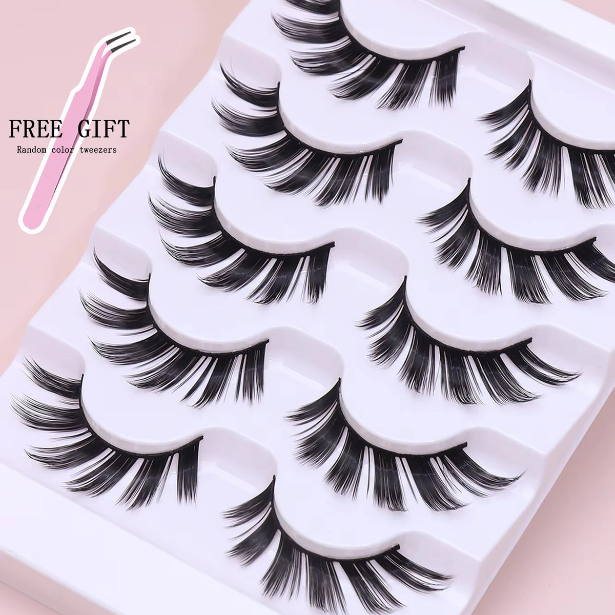 Cat-Eye Faux Mink-Style False Lashes – 5 Pairs