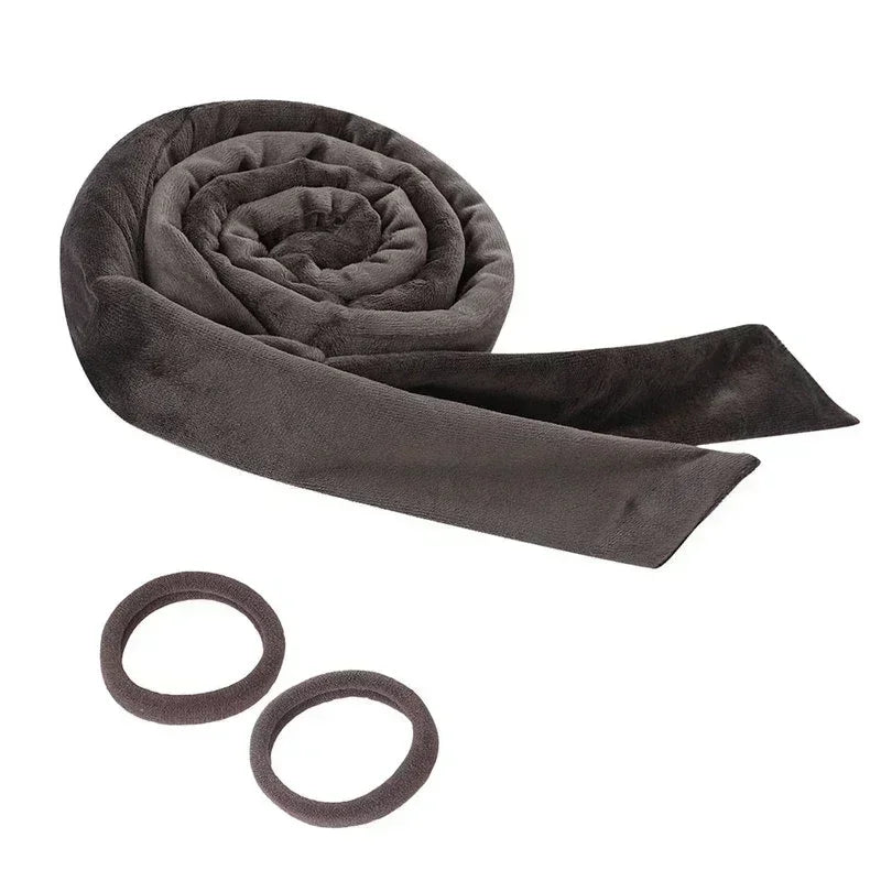 Heatless curling rod or ribbon with coordinating hair ties
