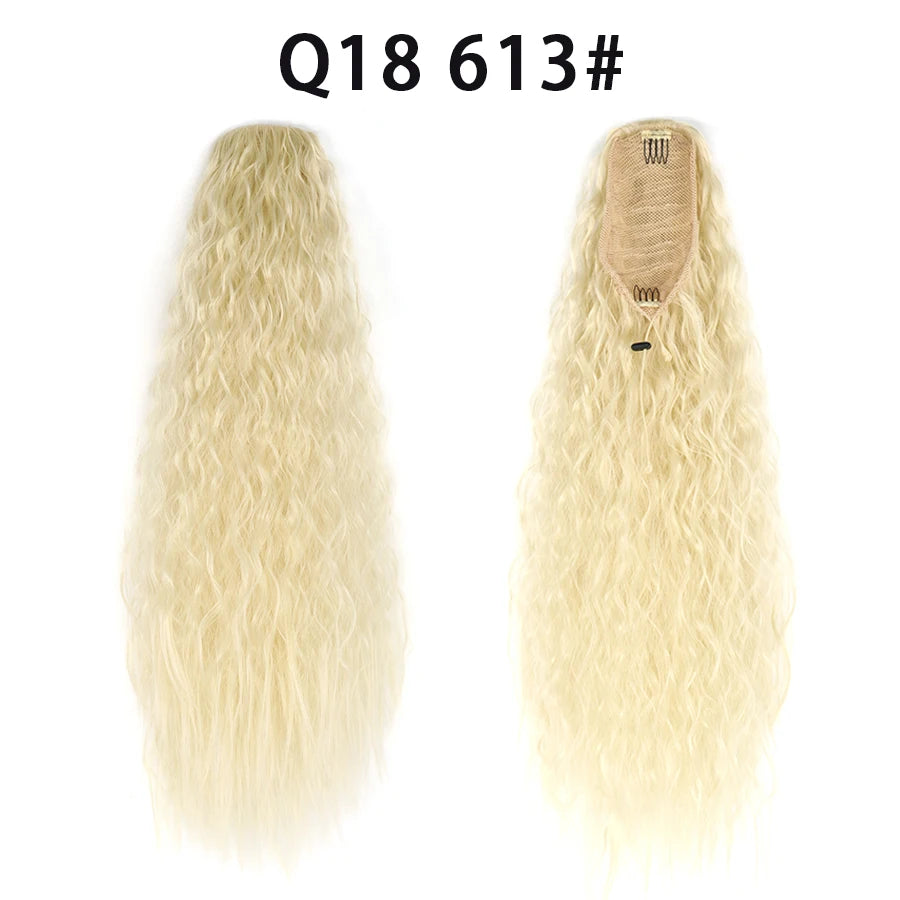22 Inch Drawstring Ponytail Extension Soft Curly Wave 32 Colors