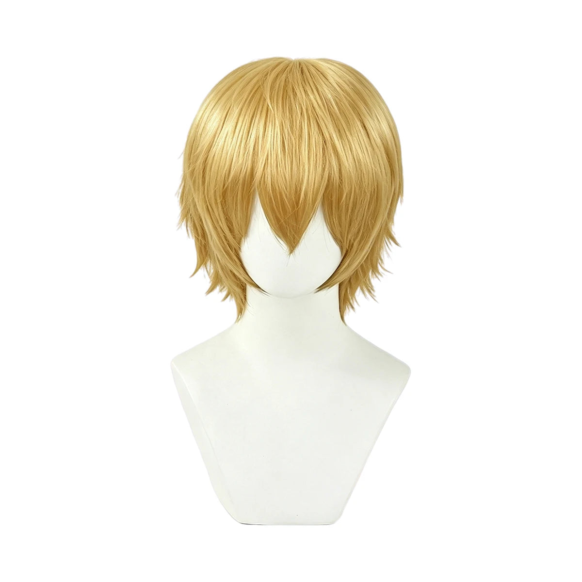 Short layered cosplay wig shown on a mannequin