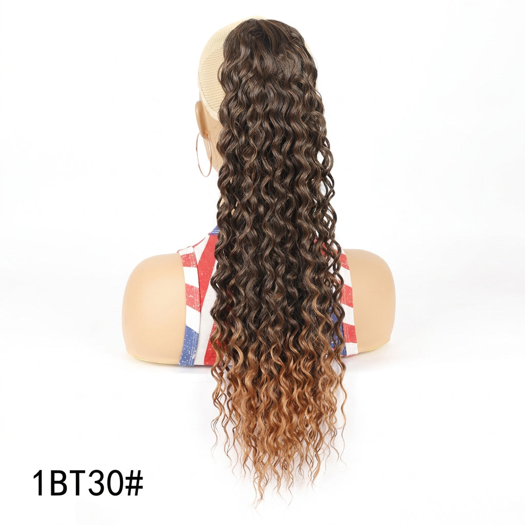 Deep Wave Clip-In Curly Ponytail Extension – Heat-Resistant Synthetic Hairpiece in 16, 22, or 30 Inches (8 Colors)