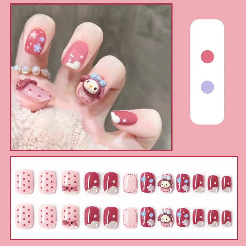 Press-on nail set with manicure example