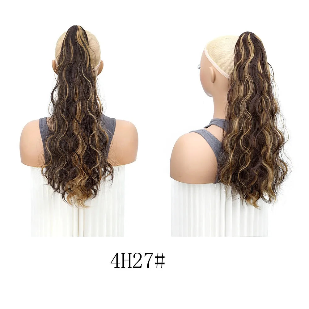Wavy claw-clip ponytail extension with hairstyle or clip view