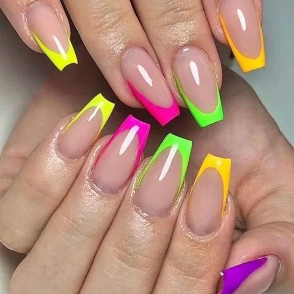 Decorative nail designs shown on hands