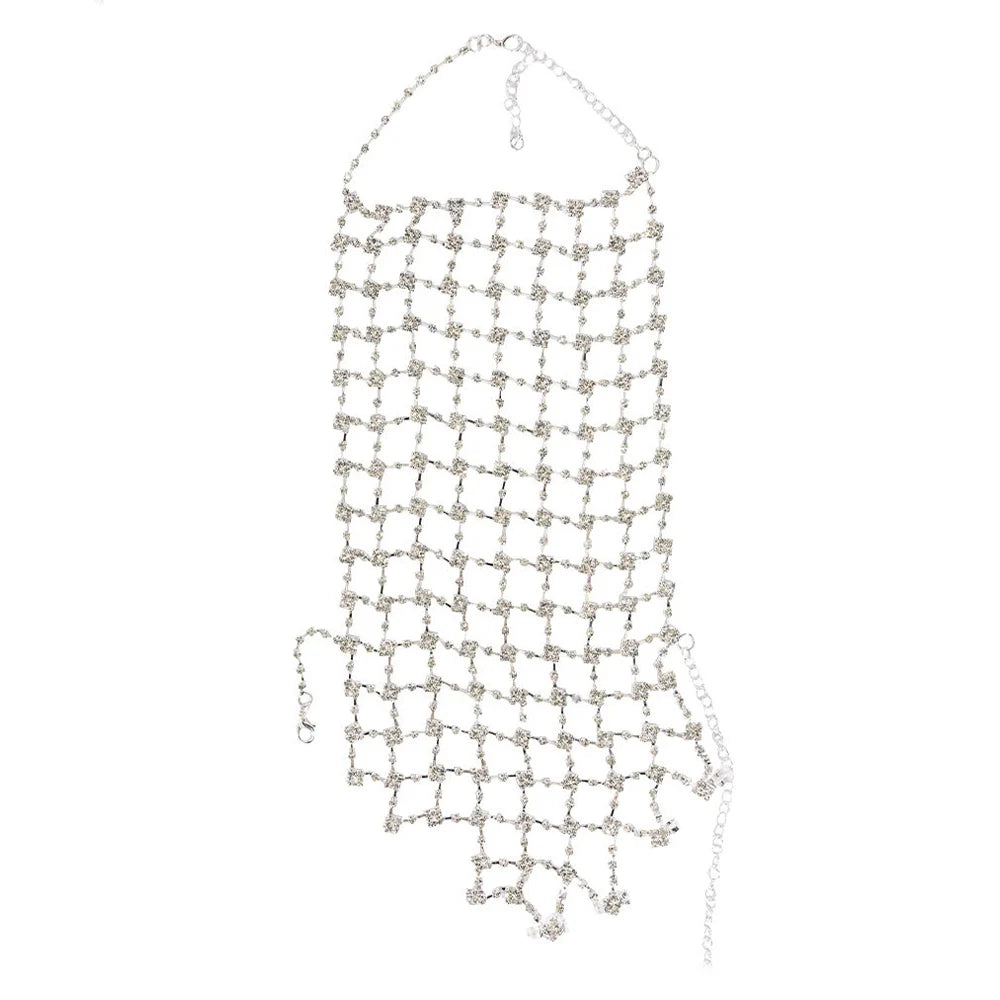 Luxury Rhinestone Long Mesh Arm Sleeve & Hand Chain Set