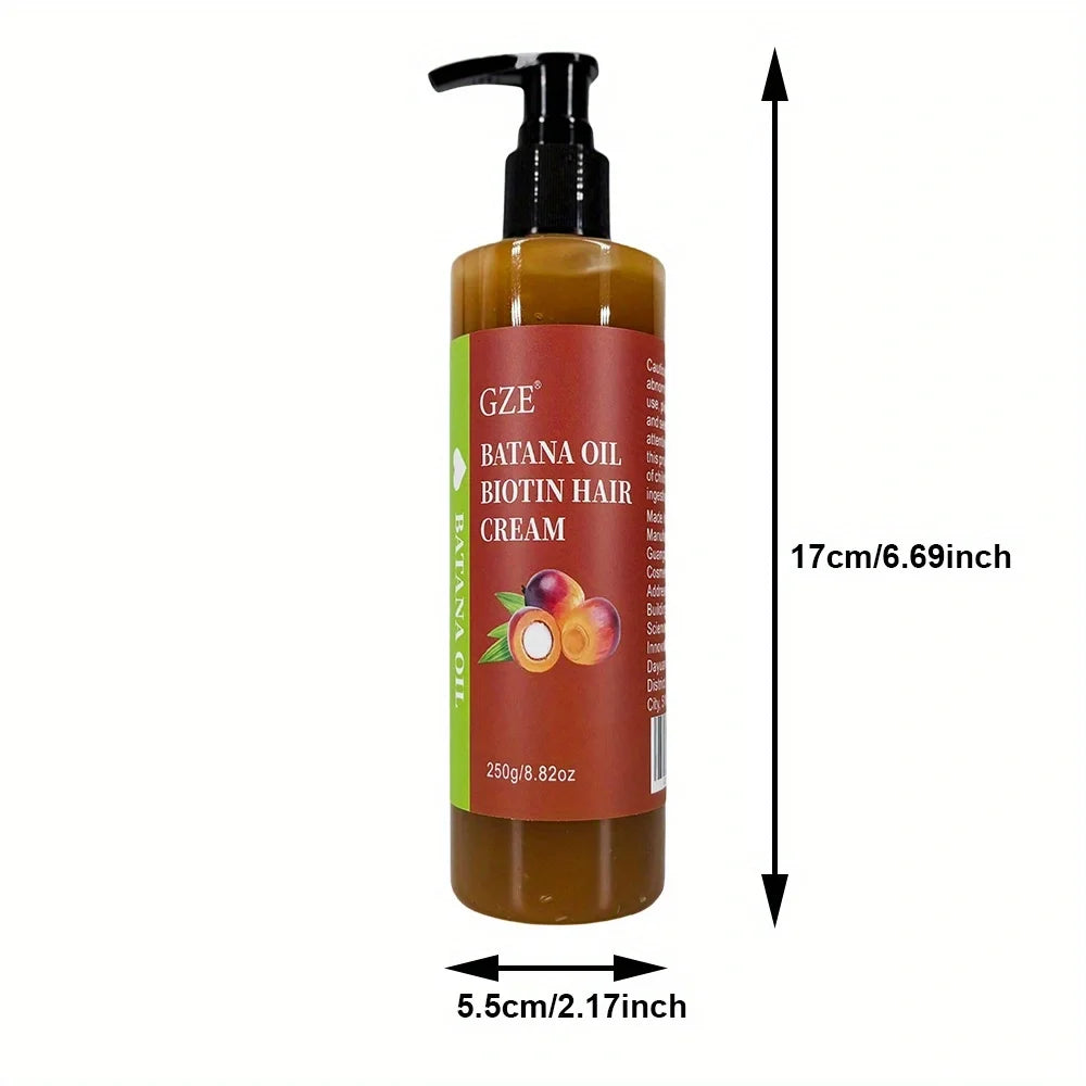 Hair cream pump bottles with hair styling and size details