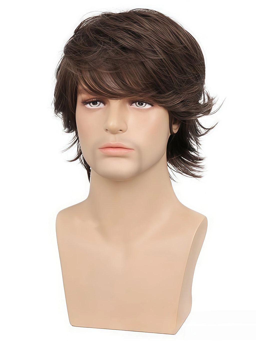 Layered brown wig shown from front and back