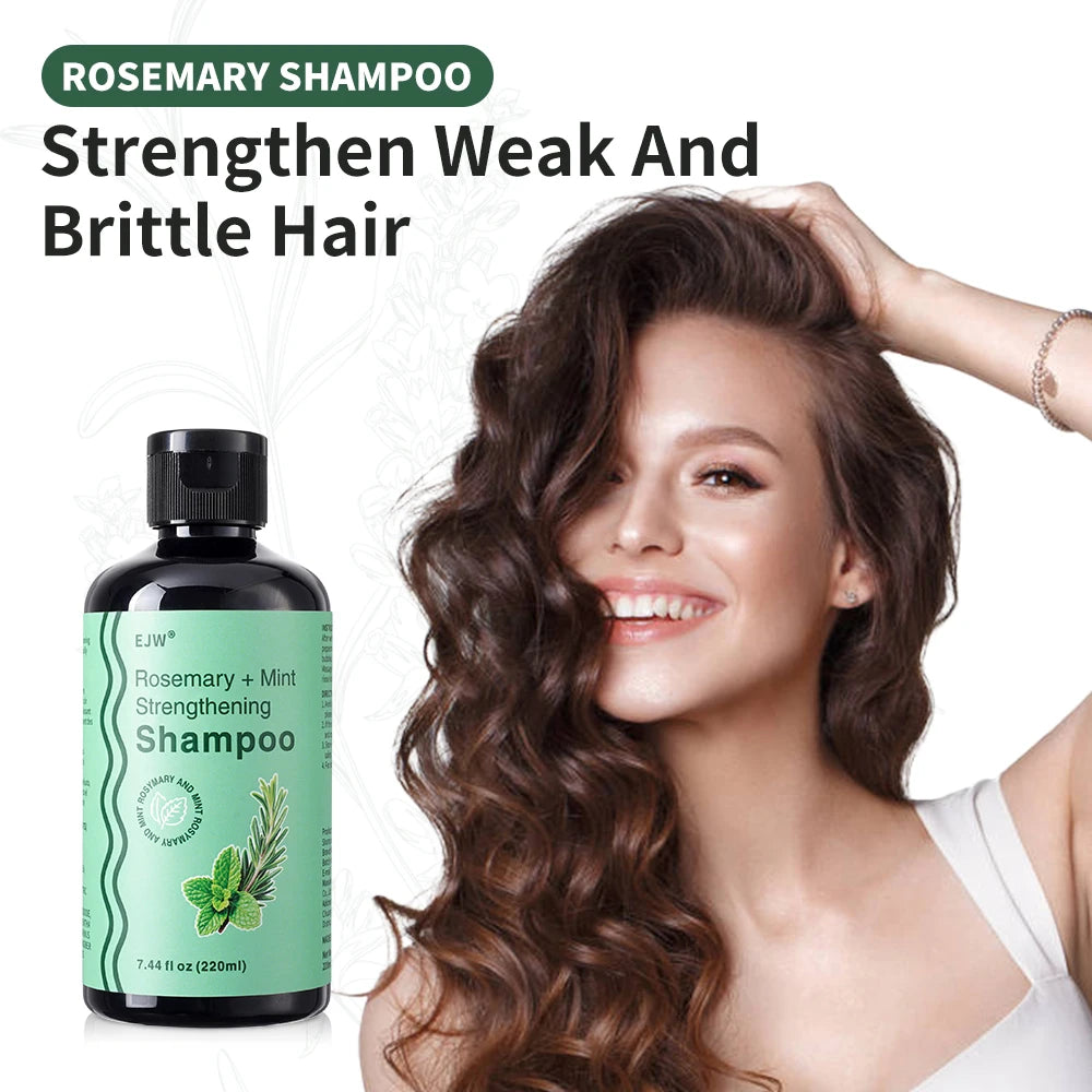 Rosemary hair care products with ingredient and hairstyle illustrations
