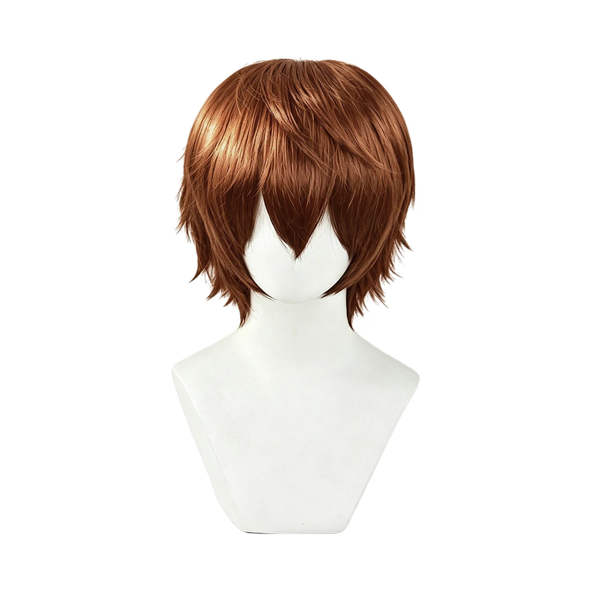 Short layered cosplay wig shown on a mannequin