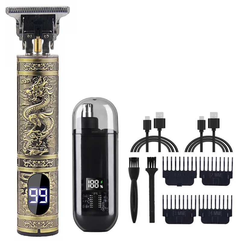 Hair trimmer and clipper kit with guide combs and accessories