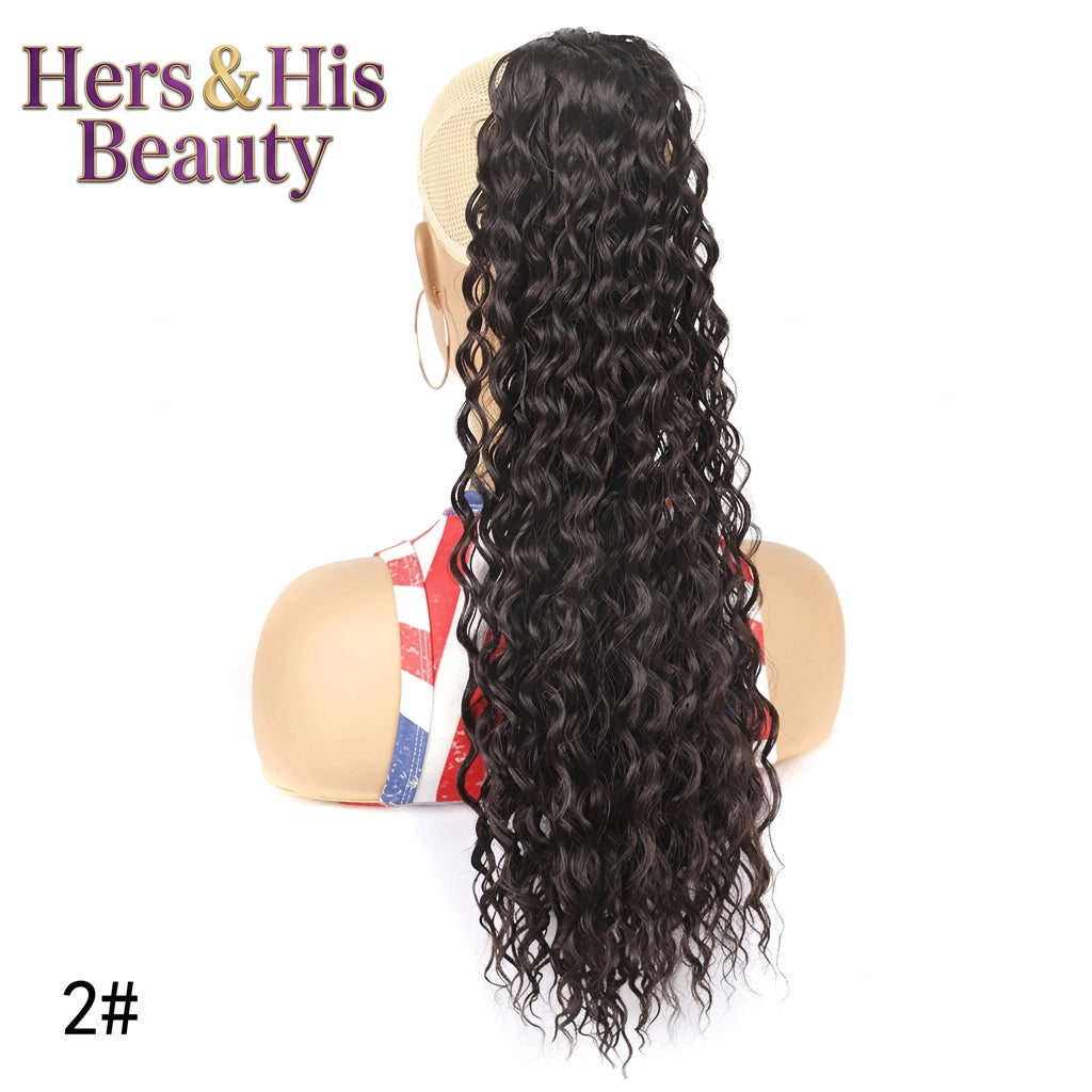 Curly Ponytail Extension Kinky Curly Hairpiece16/22/30Inch Soft Long Drawstring Water Wave Synthetic Ponytail for Women