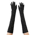 Elbow Length Full Finger Rhinestone Statement Gloves