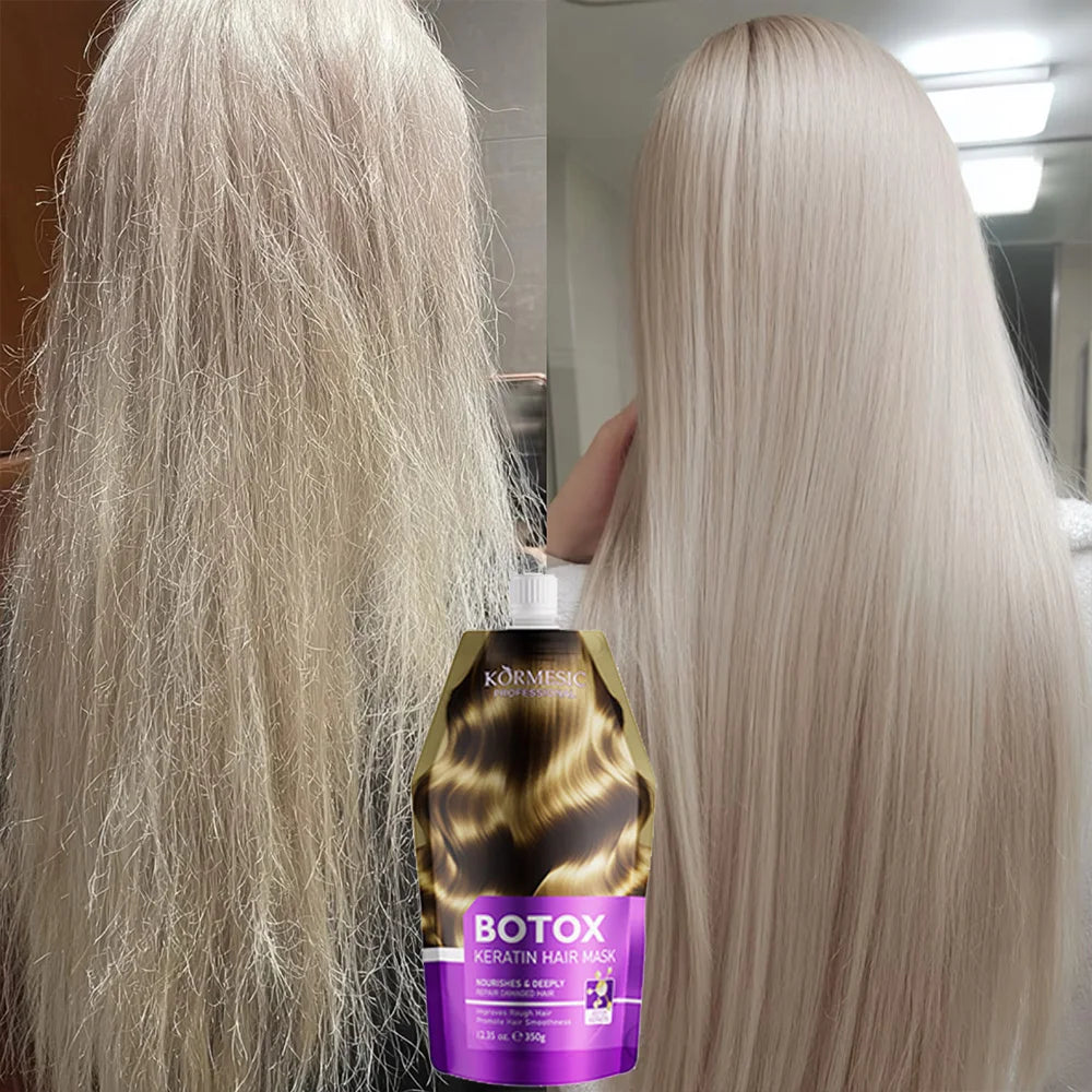 Hair treatment products with hair texture comparison graphics