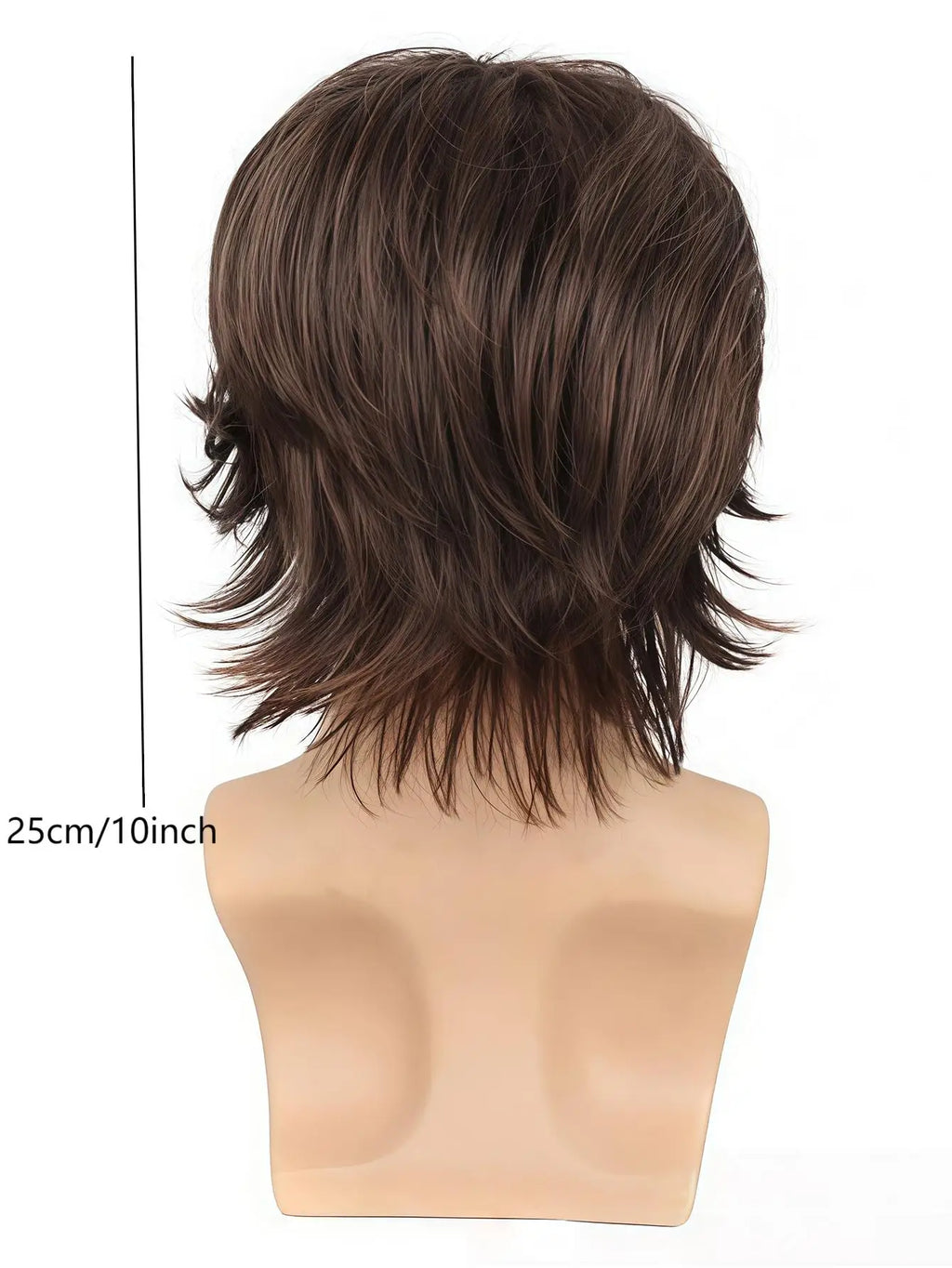 Layered brown wig shown from front and back