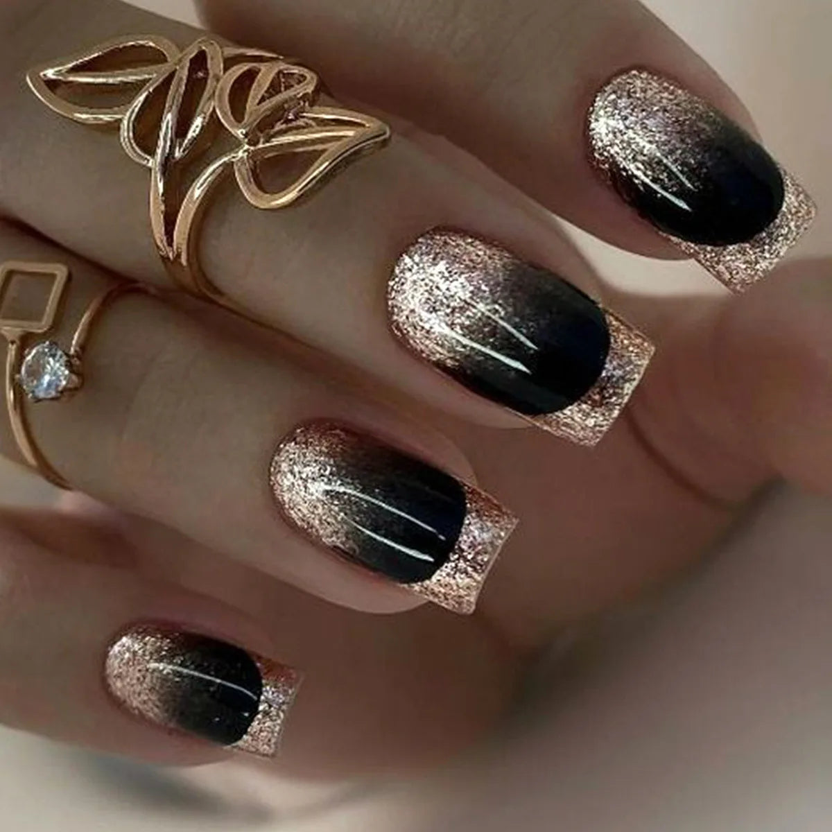 Decorative nail designs shown on hands