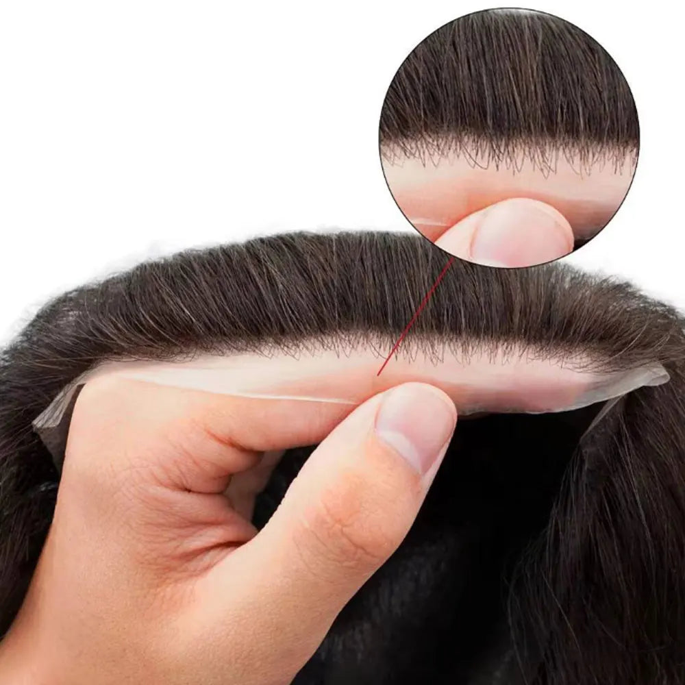 Frontal hairpiece with hairline and base construction views
