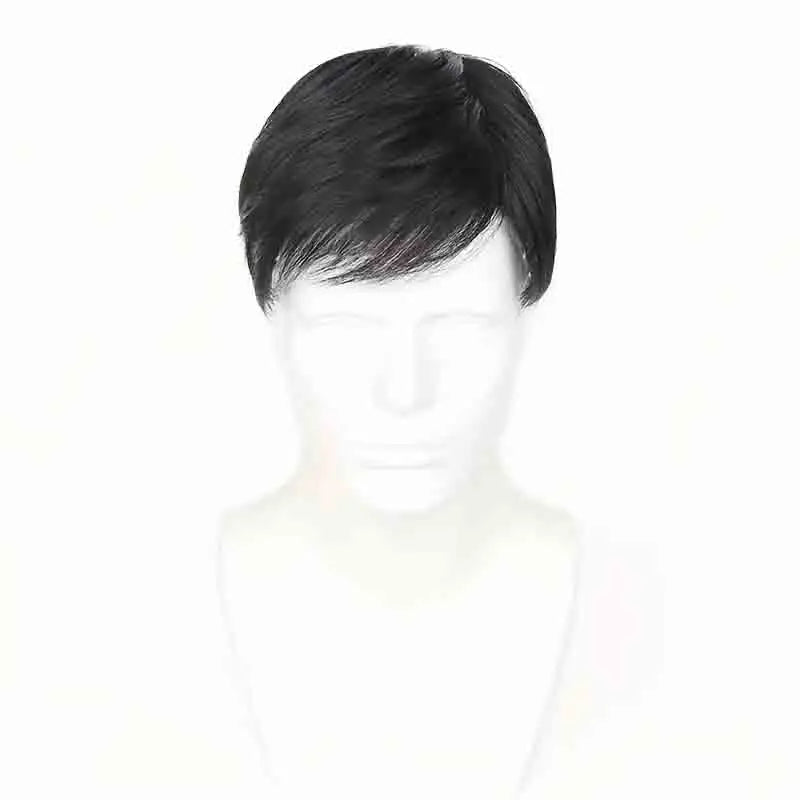 Short dark hair topper shown on a mannequin