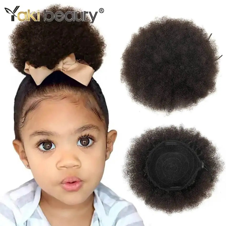 Curly puff hairpiece with styled hair or base details