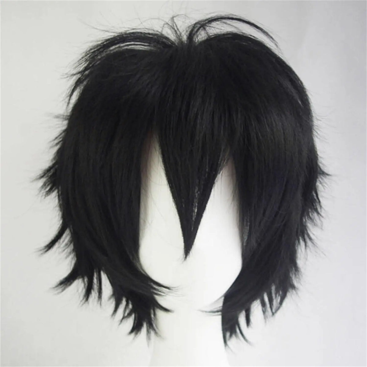 Short layered cosplay wig shown on a mannequin
