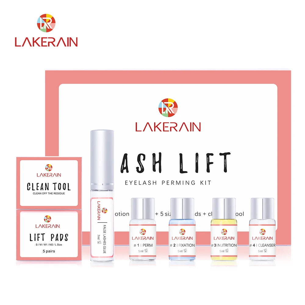 Eyelash lifting kit bottles and accessories