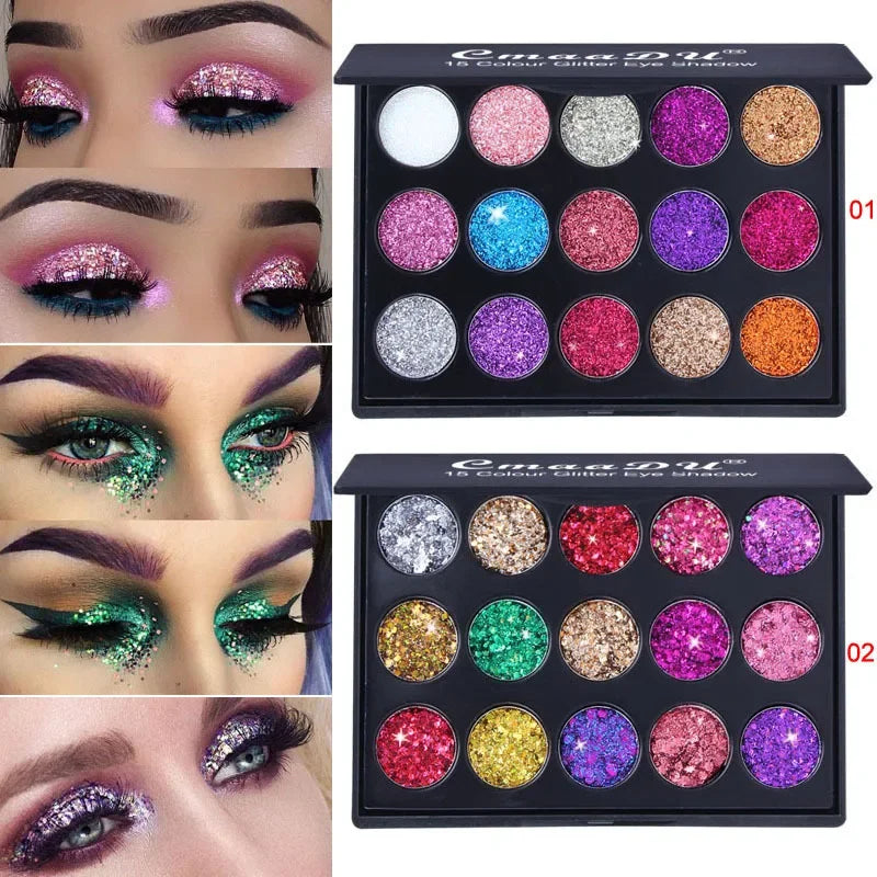 15-Color Glitter Eyeshadow Palette