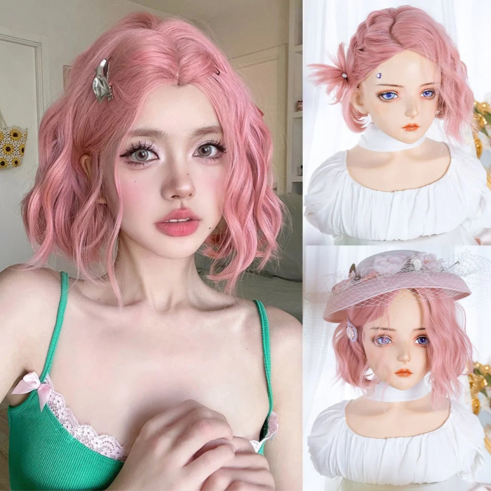 Short Wavy Cosplay Synthetic Bob Wig – 21 Assorted Colors