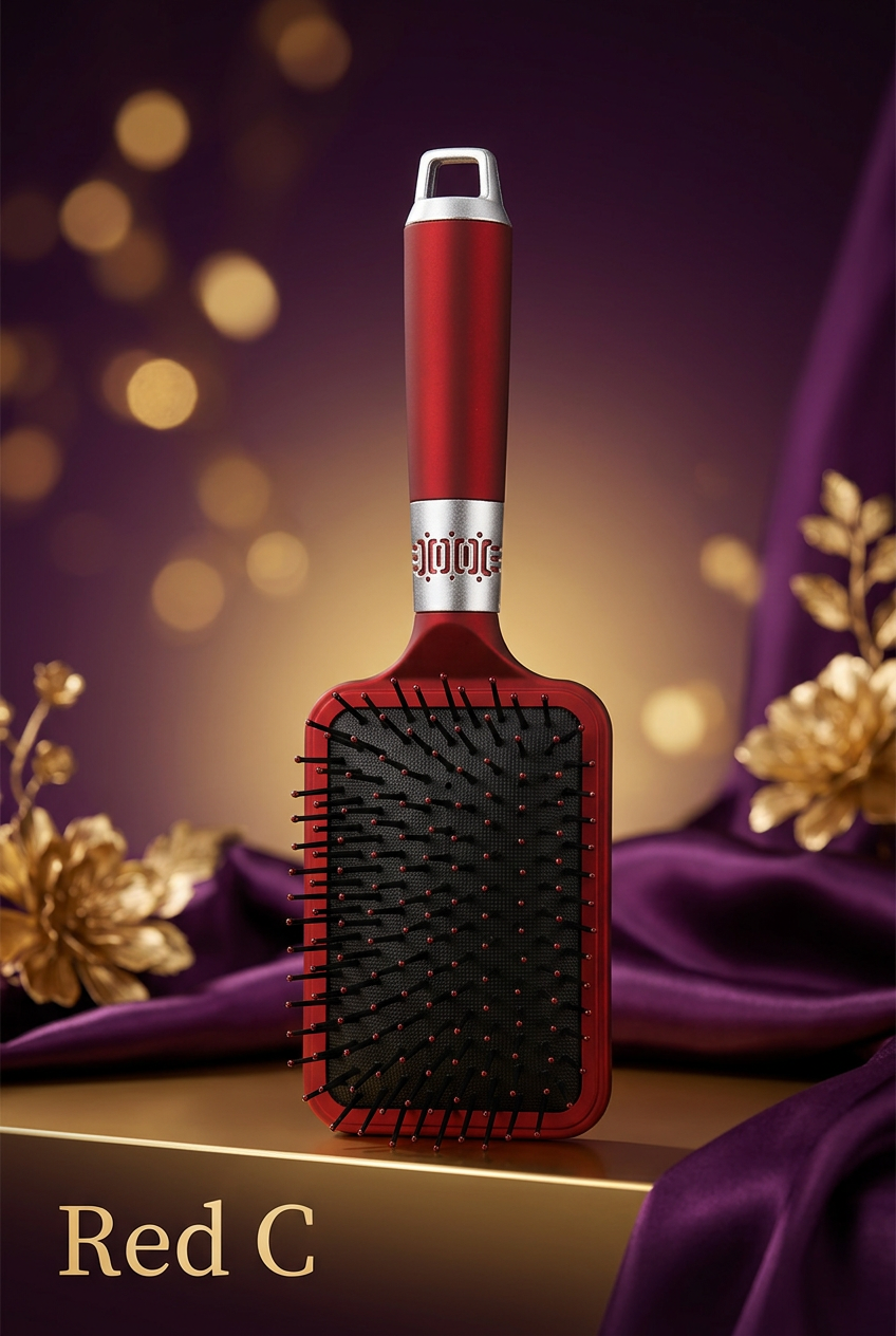 Anti-Frizz Cushion Hair Brush for Detangling and Styling | 3 Sizes for Short to Long Hair | Red, Green, Gold Luxury Colors