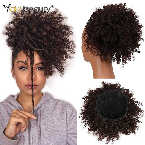 Curly puff hairpiece with styled hair or base details