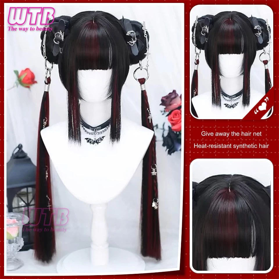 Cosplay wig shown with front, back or styling views