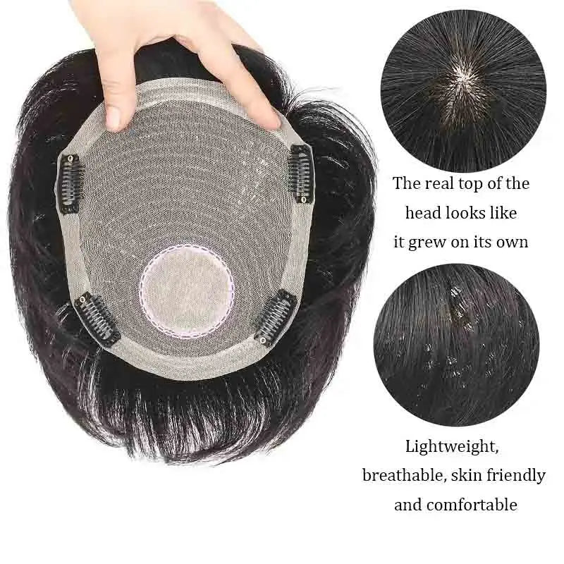 Inside of hair topper base with attachment details