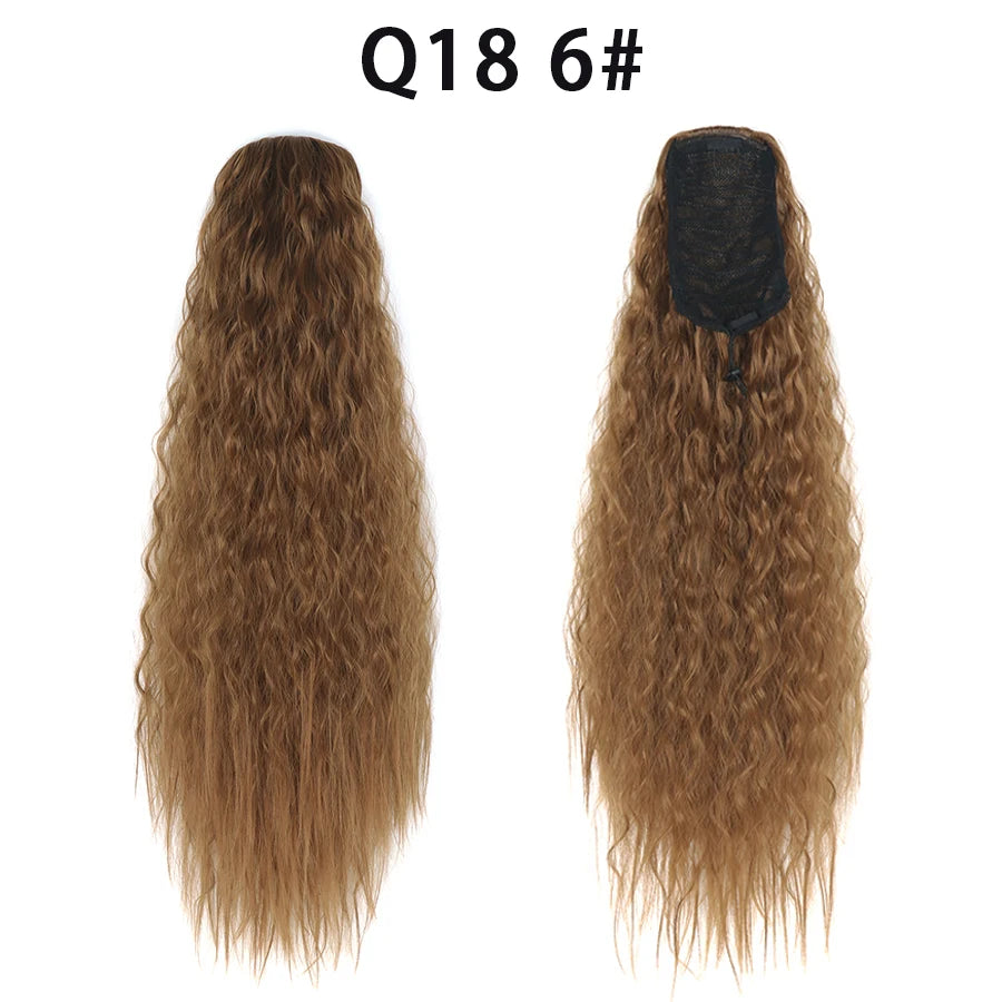 22 Inch Drawstring Ponytail Extension Soft Curly Wave 32 Colors