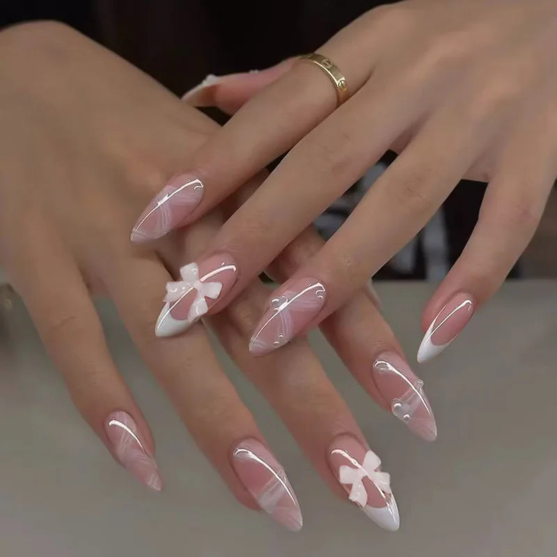 Decorated nail designs shown on hands