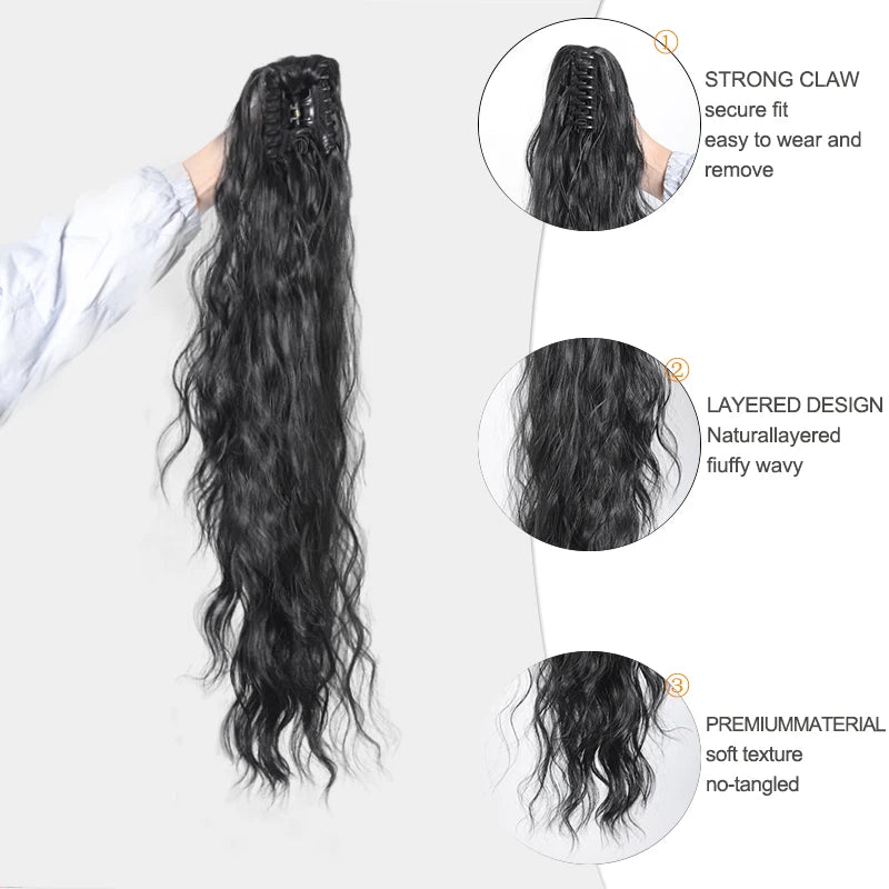 Ponytail extension with attachment and hair texture details