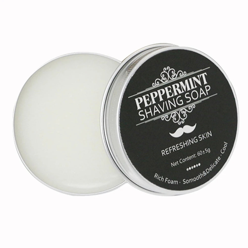 Open shaving soap tin